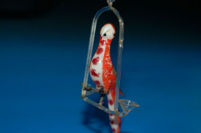 antique Christmas ornament * parrot on swing * at 1870-1880