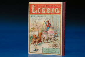 antique Liebig household calendar with dwarf motive * of 1891