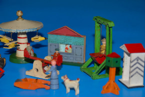 antiker Erzgebirge Miniatur Jahrmarkt * 15 Teile * 20er Jahre