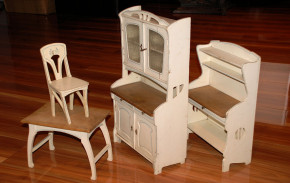 Art Nouveau children doll kitchen furniture * C. Hacker at 1900