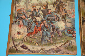 antique military jigsaw puzzle * French fight scene * at 1880