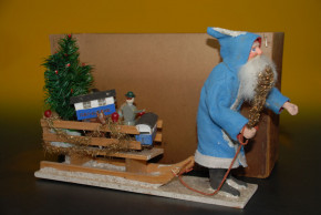 antique Santa Claus with sledges in the box * at 1900-1920