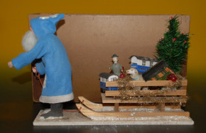 antique Santa Claus with sledges in the box * at 1900-1920