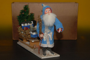 antique Santa Claus with sledges in the box * at 1900-1920