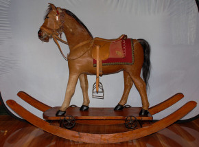 antique big rocking horse & pulling toys horse * at 1895