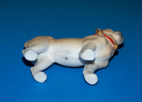 antique doll house dog * pug with collar * at 1860-1880