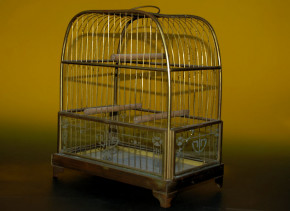 antique Art Nouveau birdcage * ormolu & glass at 1905-1910