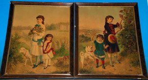 4 antique French children pictures * the four seasons * at 1870-