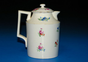 antique Biedermeier faïence coffee-pot * Rose motive * at 1830