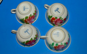 4 Biedermeier porcelain coffee cups * KPM * at 1860-1880