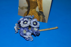 antique Sebnitzer doll hat paper flower * blue flower * at 1900-