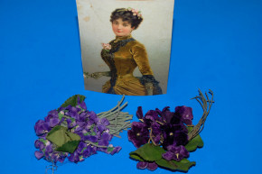 2 antique Sebnitzer doll hat substance flowers * at 1900