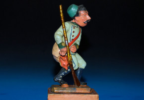 antike Wackelfigur aus Pappmaché * Wilddieb * Sonneberg 1860