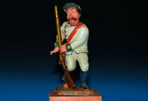 antike Wackelfigur aus Pappmaché * Wilddieb * Sonneberg 1860