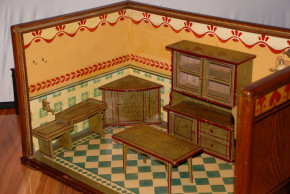 antike seltene Puppenküche * handbemalt um 1900