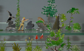 antike Zinnfiguren Szene * Urwald-Jagd * um 1860-1880