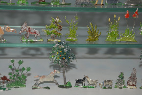 antike Zinnfiguren Szene * Urwald-Jagd * um 1860-1880