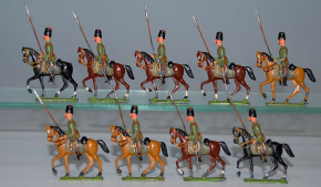 Zinnfiguren * 9 x Russische Lanzenreiter * Georg Heyde um 1900