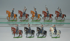 Zinnfiguren 9 x Preuss. Kavallerie Lanzenreiter G. Heyde um 1900