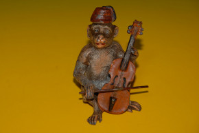 Georg Heyde tin figure * monkey with diddling hat & violin * 189