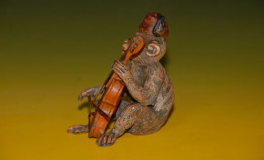 Georg Heyde tin figure * monkey with diddling hat & violin * 189