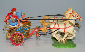 ELASTOLIN * Roman quadriga & 2 romans *  after-war