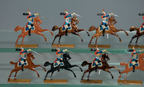 18 antike Zinnfiguren * Franz. Kavallerie im Angriff * vor 1900