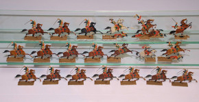 20 antique tin figures heavy cavalry in the battle in front of 1