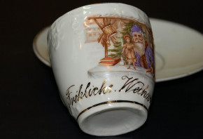 Kaffeegedeck Weihnachtsmann Motiv mit Spielzeug * um 1900