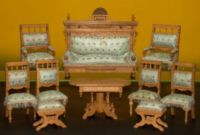 antike Puppenstuben Salon Möbel * 10 Teile * um 1880-1890
