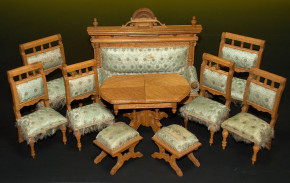 antike Puppenstuben Salon Möbel * 10 Teile * um 1880-1890