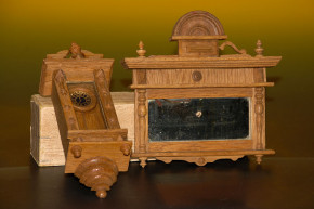 antiker Puppenstuben Regulator & Wandspiegel * um 1880-1890