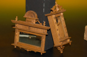 antiker Puppenstuben Regulator & Wandspiegel * um 1880-1890