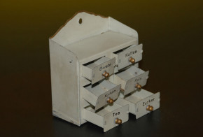 antiker Puppenküchen Blech Gewürzschrank Gewürzkasten * 1900