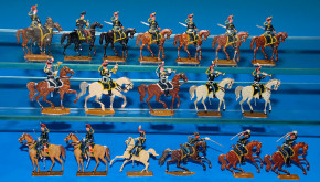 18 antike Zinnfiguren * schwarze Ulane zu Pferd * vor 1900