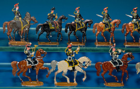 18 antike Zinnfiguren * schwarze Ulane zu Pferd * vor 1900