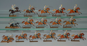 16 antike Zinnfiguren Dragoner Kavallerie kämpfend * vor 1900