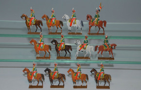 12 antike Zinnfiguren * franz. Ulanen Kavallerie * vor 1900