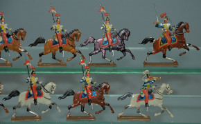 15 antique tin figures french cavalry with Lance * in front of 1