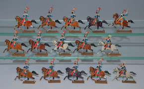 15 antique tin figures french cavalry with Lance * in front of 1