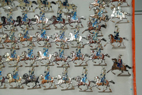 Zinnfiguren Preuß. Kavallerie mit Lanzen & Trompeter * vor 1900