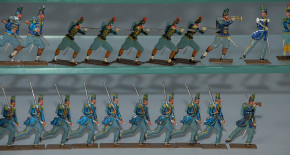 58 antike Zinnfiguren * Franz. Infanterie angreifend * vor 1900