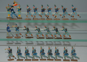 58 antike Zinnfiguren * Franz. Infanterie angreifend * vor 1900