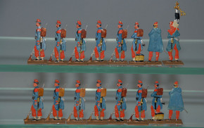 35 antique tin figures * french infantry standing * in front of