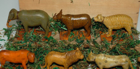10 antique Erzgebirge Menagerie animals exotics Seiffen at 1860