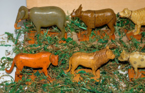 10 antique Erzgebirge Menagerie animals exotics Seiffen at 1860