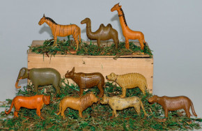 10 antique Erzgebirge Menagerie animals exotics Seiffen at 1860