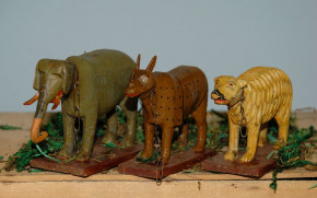 10 antique Erzgebirge Menagerie animals exotics Seiffen at 1860