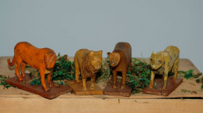 10 antique Erzgebirge Menagerie animals exotics Seiffen at 1860