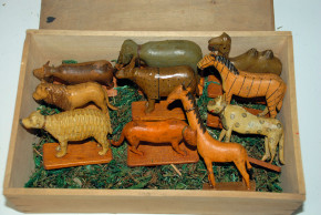 10 antique Erzgebirge Menagerie animals exotics Seiffen at 1860